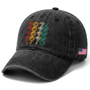 Retro 1976 Multi Line Neon Pop Typography Washed Cotton Baseball Cap Vintage 50th Birthday Gift TS02 Print Your Wear