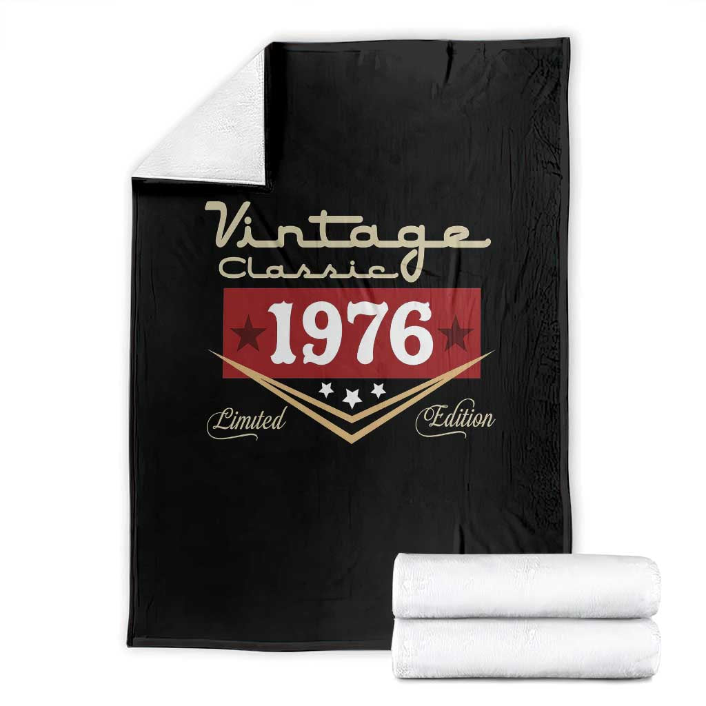 Vintage Classic 1976 Limited Edition Throw Blanket Luxury Retro Milestone Birthday TS02 Black Print Your Wear