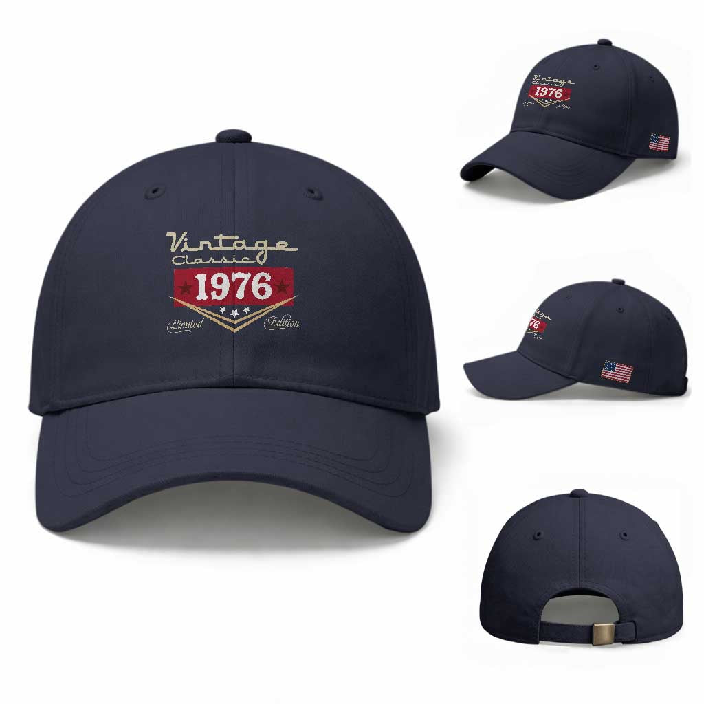 Vintage Classic 1976 Limited Edition Baseball Cap Luxury Retro Milestone Birthday TS02 Baseball Cap Universal Fit Navy Print Your Wear