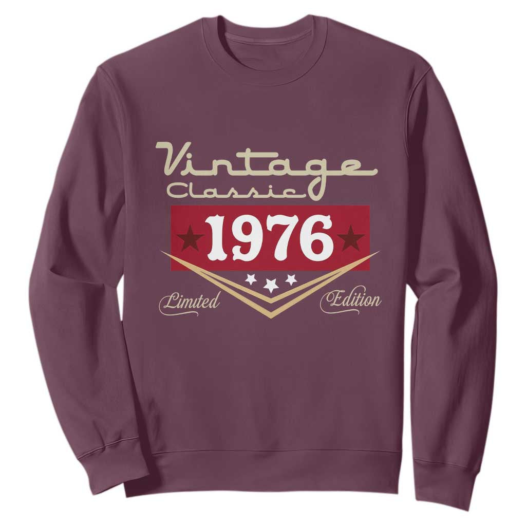 Vintage Classic 1976 Limited Edition Sweatshirt Luxury Retro Milestone Birthday TS02 Maroon Print Your Wear