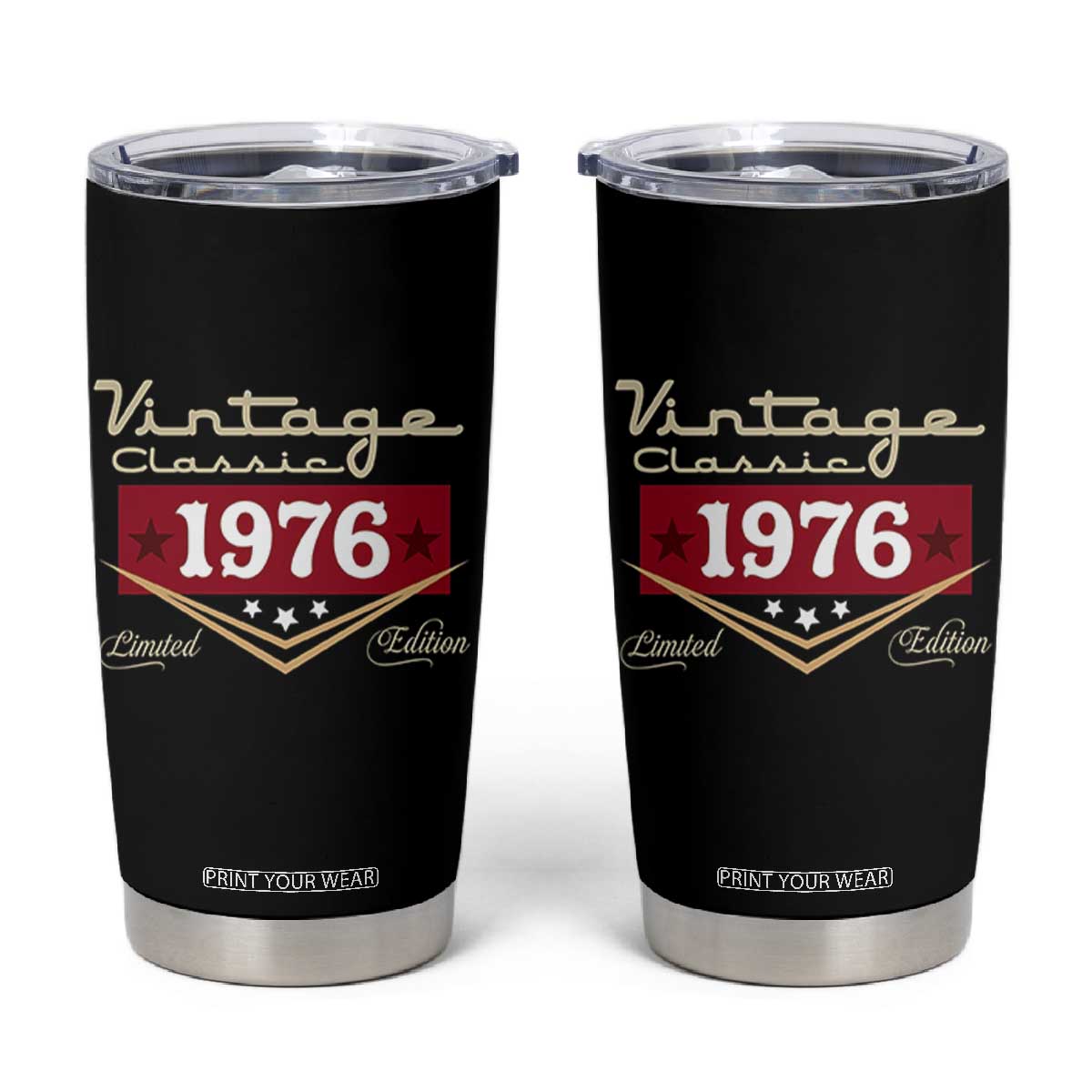 Vintage Classic 1976 Limited Edition Tumbler Cup Luxury Retro Milestone Birthday TS02 Black Print Your Wear