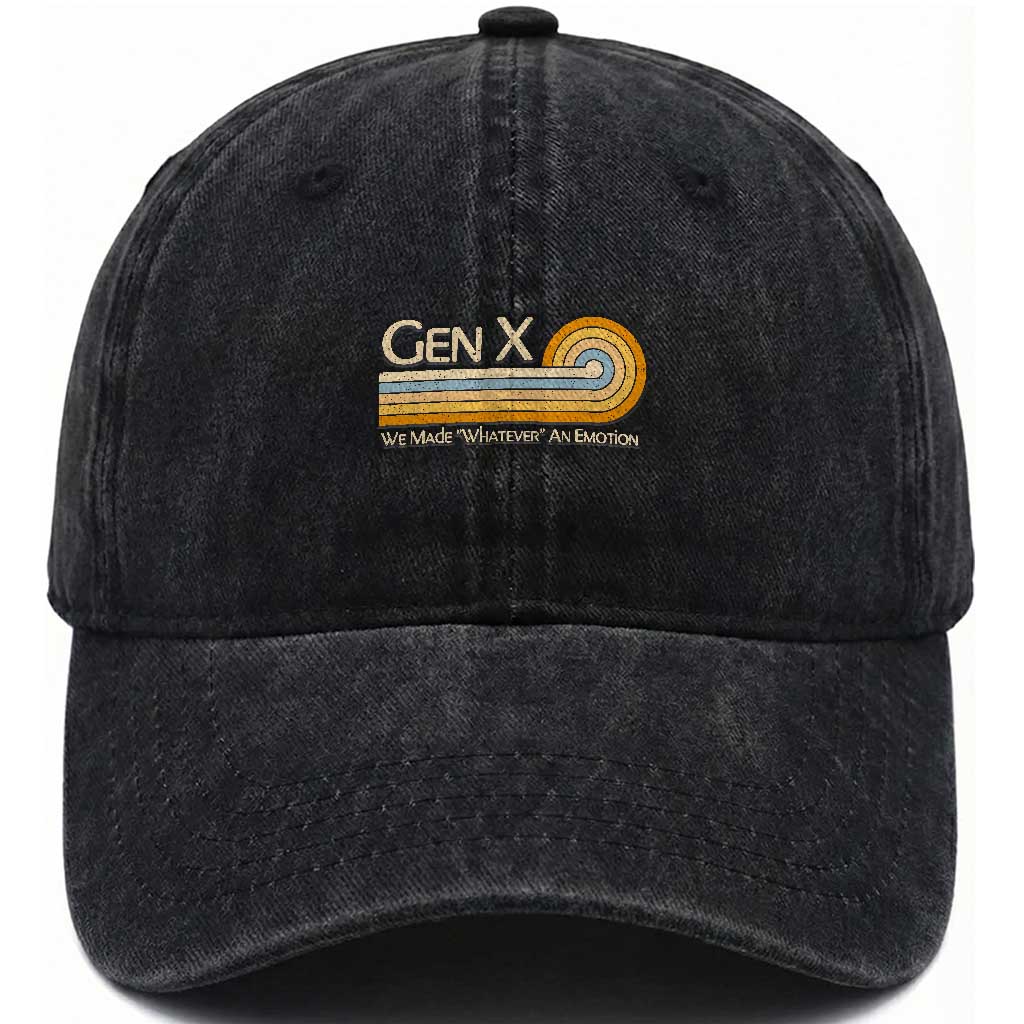 Gen X We Made Whatever An Emotion Washed Cotton Baseball Cap Vintage Retro 70s Rainbow Graphic TS02 Print Your Wear