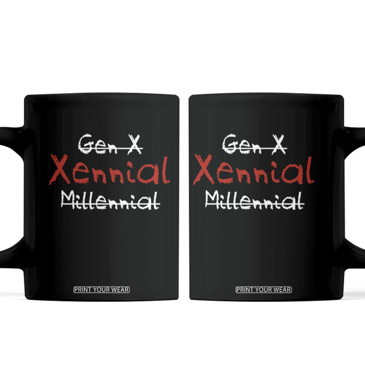 Gen X Xennial Millennial Coffee Mug Micro Generation Retro Typography Graphic TS02 Black Print Your Wear