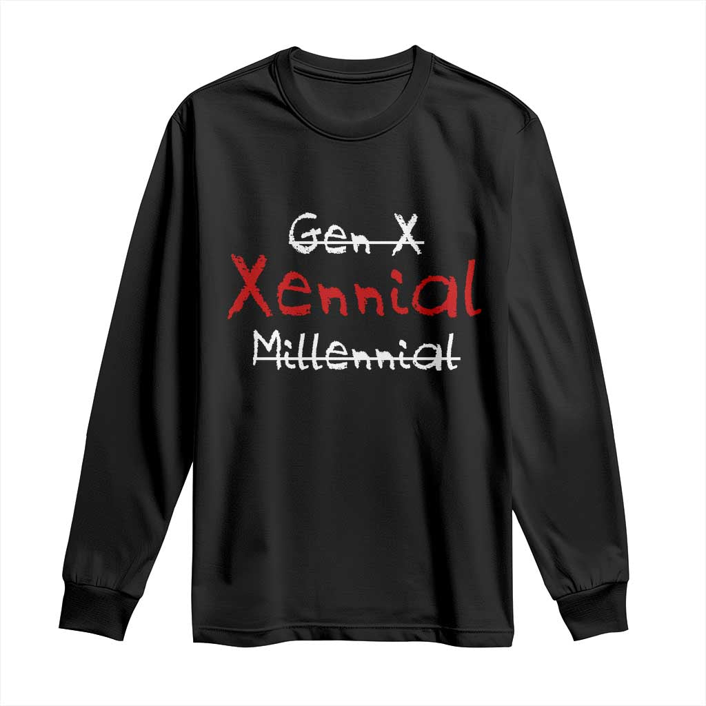 Gen X Xennial Millennial Long Sleeve Shirt Micro Generation Retro Typography Graphic TS02 Black Print Your Wear