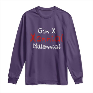 Gen X Xennial Millennial Long Sleeve Shirt Micro Generation Retro Typography Graphic TS02 Purple Print Your Wear