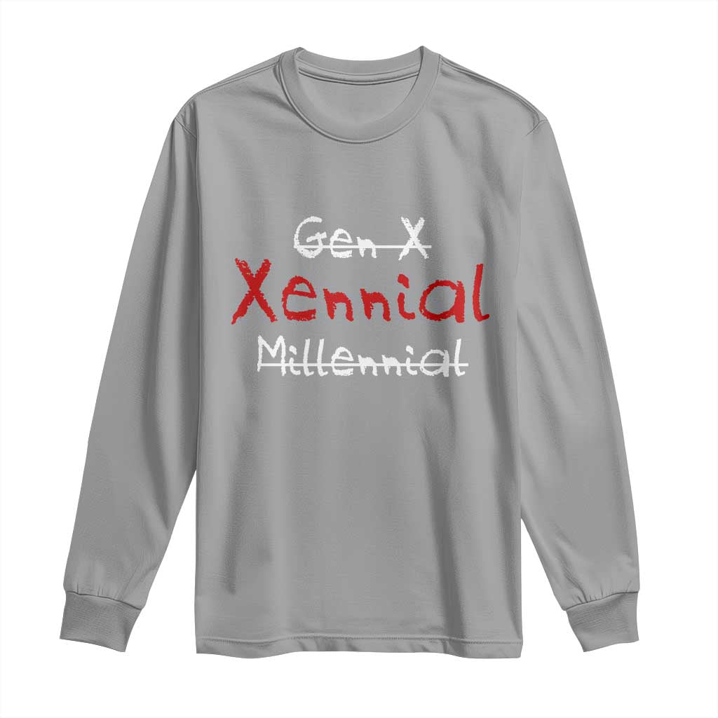 Gen X Xennial Millennial Long Sleeve Shirt Micro Generation Retro Typography Graphic TS02 Sport Gray Print Your Wear