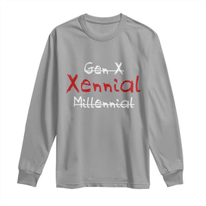 Gen X Xennial Millennial Long Sleeve Shirt Micro Generation Retro Typography Graphic TS02 Sport Gray Print Your Wear