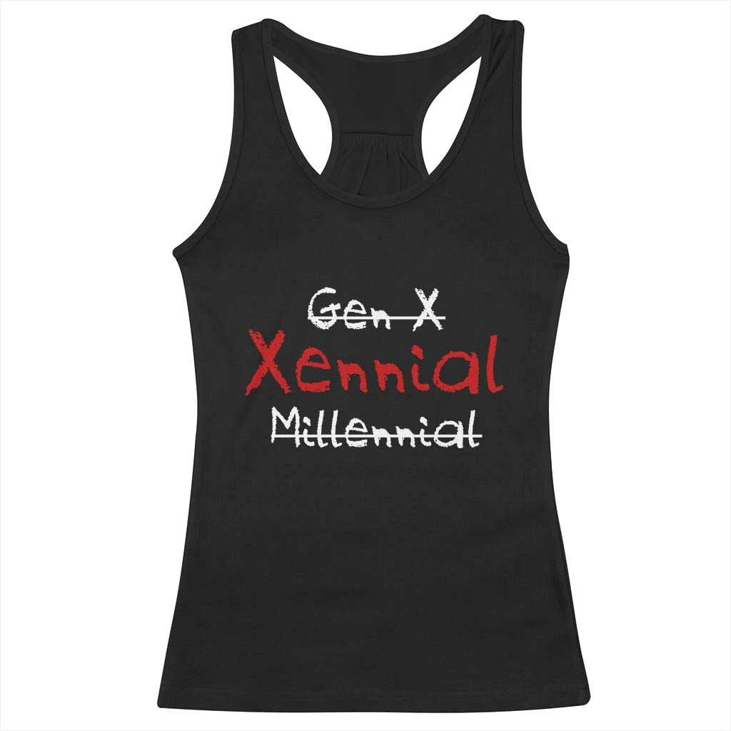 Gen X Xennial Millennial Racerback Tank Top Micro Generation Retro Typography Graphic TS02 Black Print Your Wear