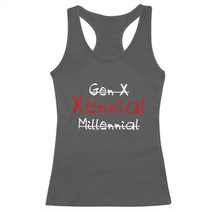 Gen X Xennial Millennial Racerback Tank Top Micro Generation Retro Typography Graphic TS02 Dark Heather Print Your Wear