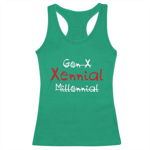 Gen X Xennial Millennial Racerback Tank Top Micro Generation Retro Typography Graphic TS02 Irish Green Print Your Wear