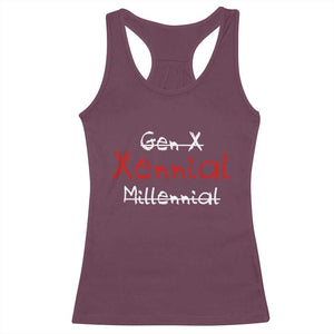 Gen X Xennial Millennial Racerback Tank Top Micro Generation Retro Typography Graphic TS02 Maroon Print Your Wear