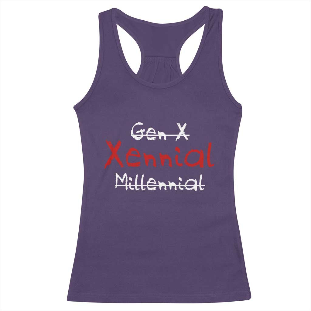 Gen X Xennial Millennial Racerback Tank Top Micro Generation Retro Typography Graphic TS02 Purple Print Your Wear