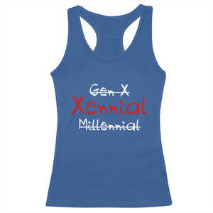 Gen X Xennial Millennial Racerback Tank Top Micro Generation Retro Typography Graphic TS02 Royal Blue Print Your Wear