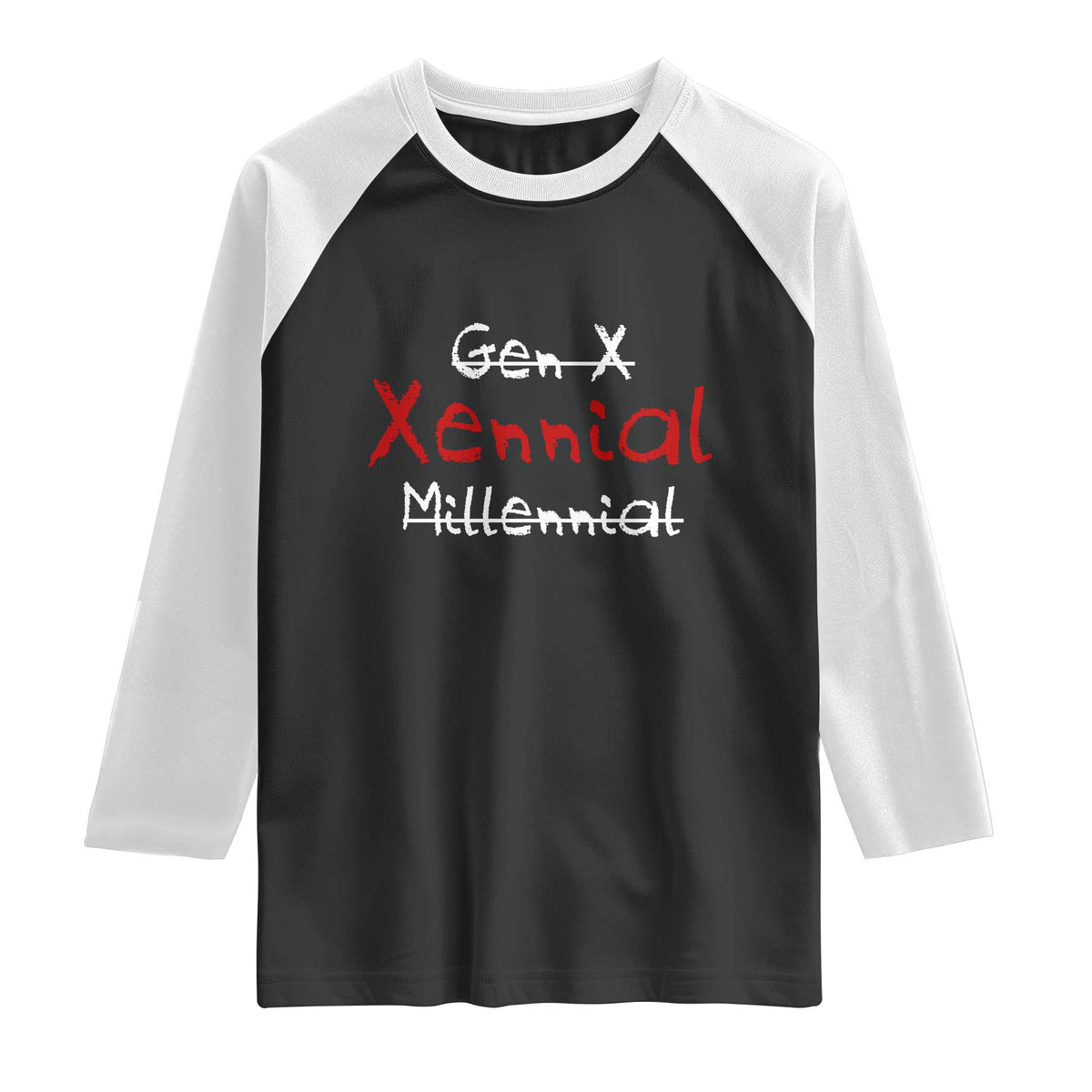 Gen X Xennial Millennial Raglan Shirt Micro Generation Retro Typography Graphic TS02 Black White Print Your Wear