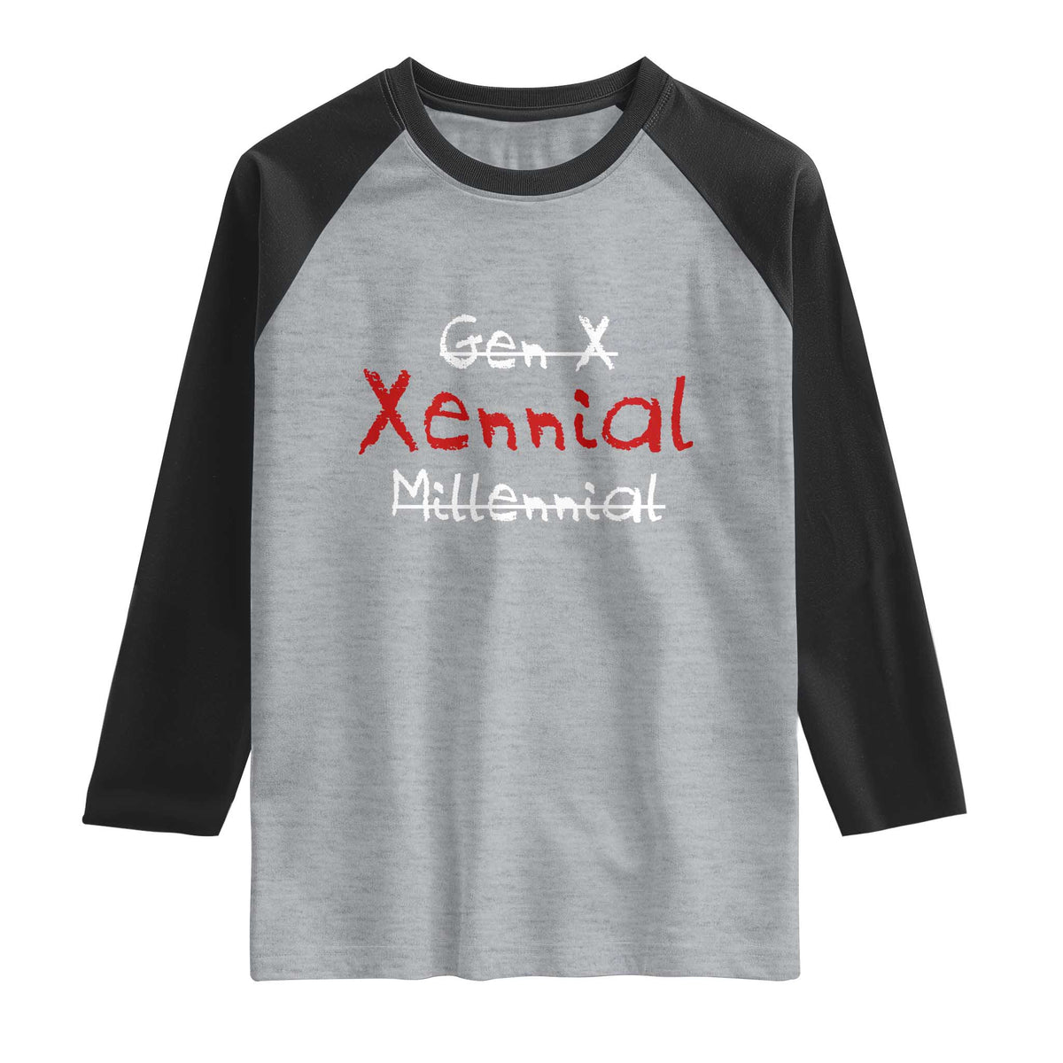 Gen X Xennial Millennial Raglan Shirt Micro Generation Retro Typography Graphic TS02 Heather Gray Black Print Your Wear