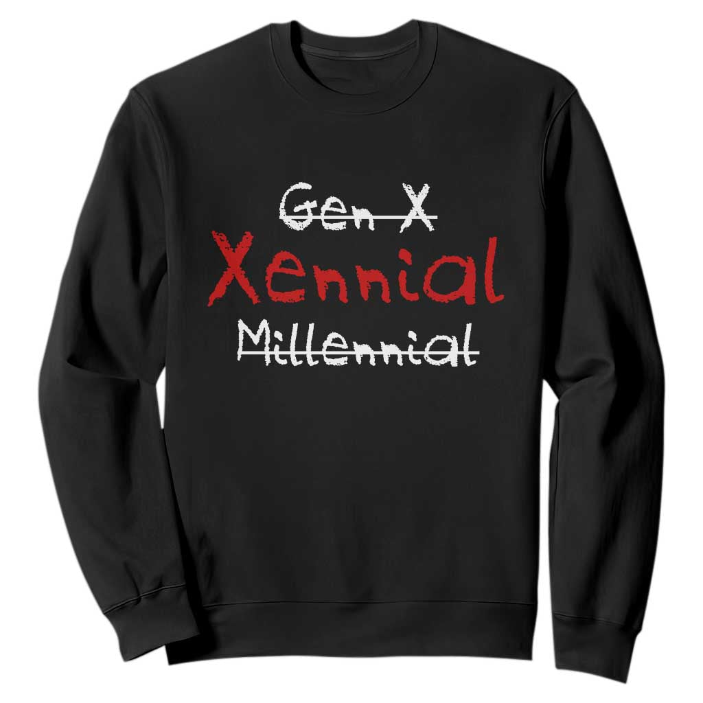 Gen X Xennial Millennial Sweatshirt Micro Generation Retro Typography Graphic TS02 Black Print Your Wear