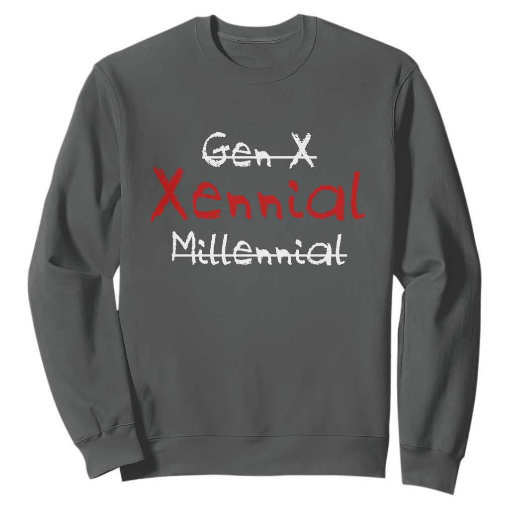 Gen X Xennial Millennial Sweatshirt Micro Generation Retro Typography Graphic TS02 Dark Heather Print Your Wear