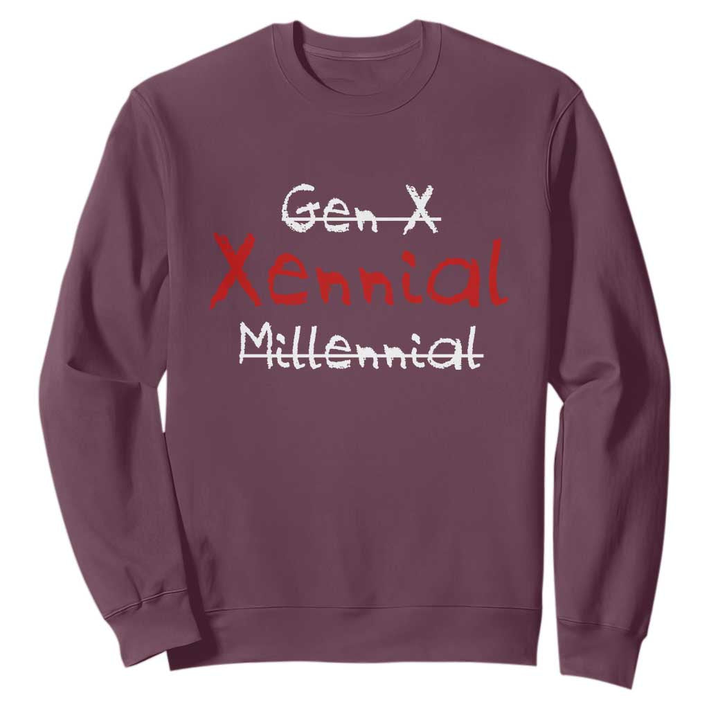 Gen X Xennial Millennial Sweatshirt Micro Generation Retro Typography Graphic TS02 Maroon Print Your Wear
