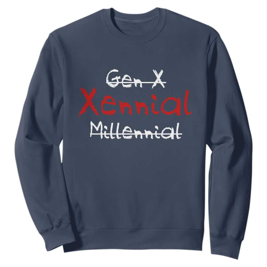 Gen X Xennial Millennial Sweatshirt Micro Generation Retro Typography Graphic TS02 Navy Print Your Wear