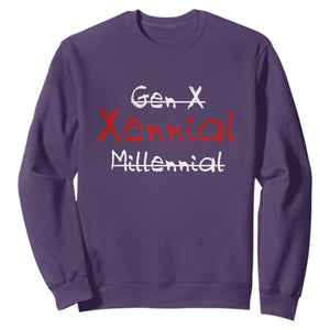 Gen X Xennial Millennial Sweatshirt Micro Generation Retro Typography Graphic TS02 Purple Print Your Wear
