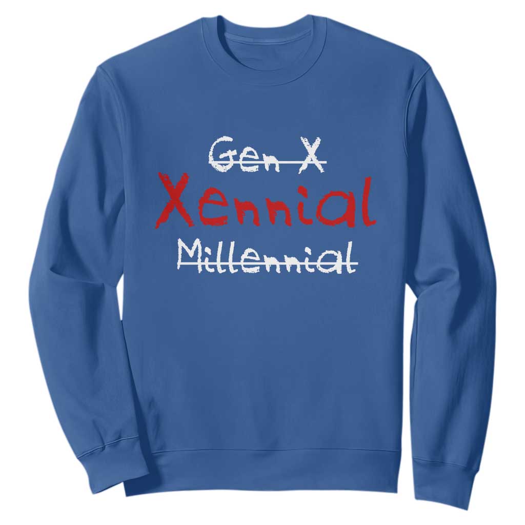 Gen X Xennial Millennial Sweatshirt Micro Generation Retro Typography Graphic TS02 Royal Blue Print Your Wear
