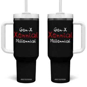 Gen X Xennial Millennial Tumbler With Handle Micro Generation Retro Typography Graphic TS02 One Size: 40 oz Black Print Your Wear