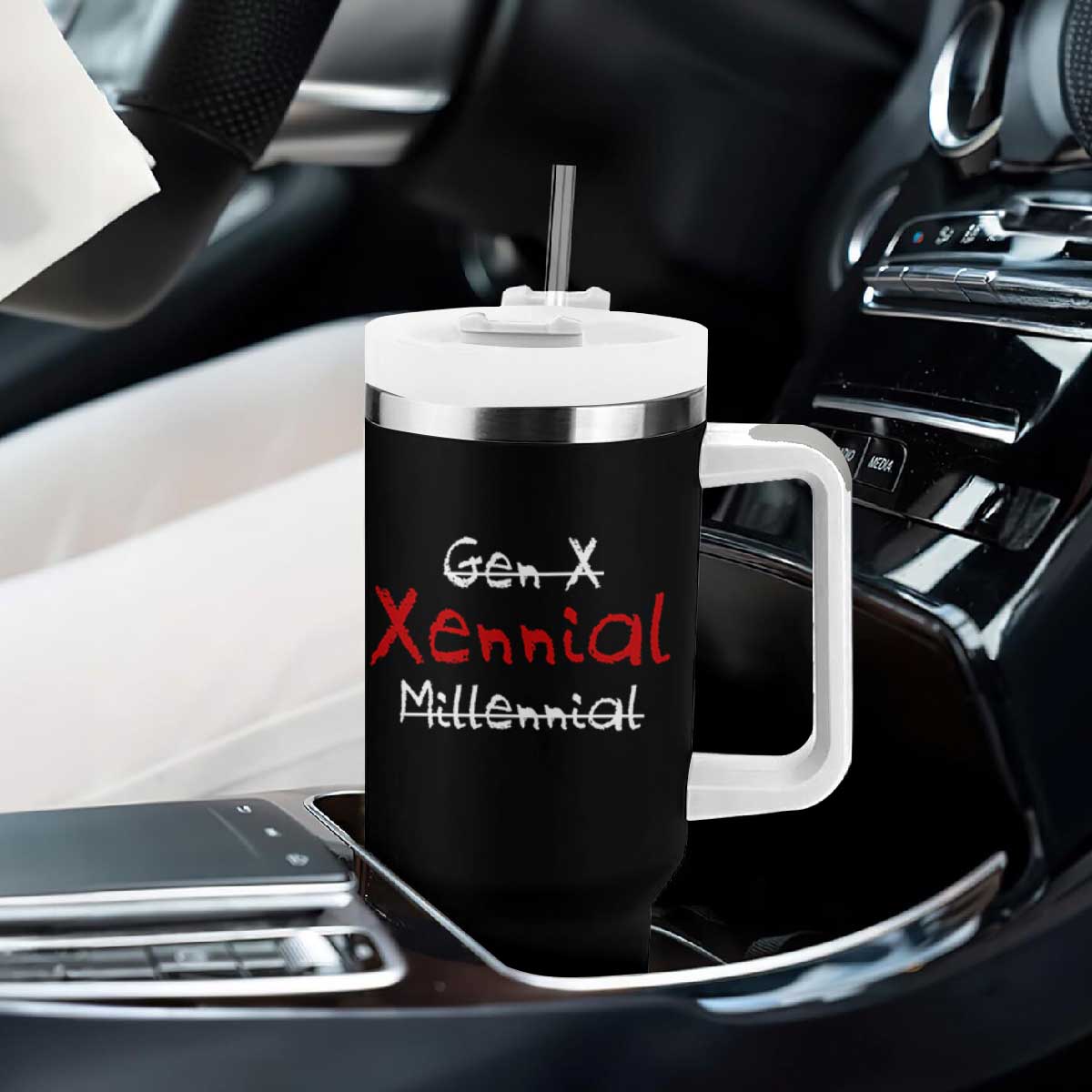 Gen X Xennial Millennial Tumbler With Handle Micro Generation Retro Typography Graphic TS02 Print Your Wear