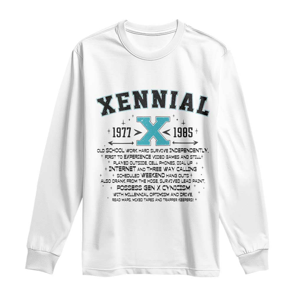 Xennial Definition 1977 to 1985 Long Sleeve Shirt Vintage Dictionary Style Graphic TS02 White Print Your Wear