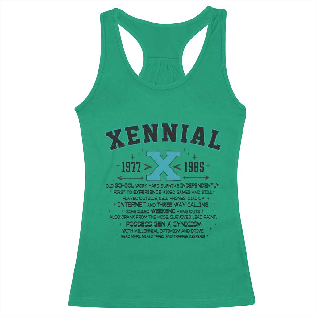 Xennial Definition 1977 to 1985 Racerback Tank Top Vintage Dictionary Style Graphic TS02 Irish Green Print Your Wear