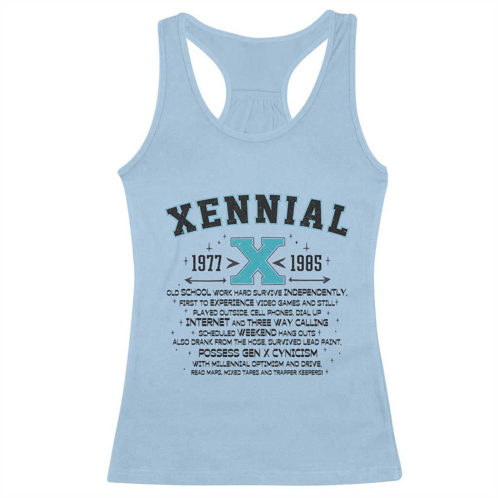 Xennial Definition 1977 to 1985 Racerback Tank Top Vintage Dictionary Style Graphic TS02 Light Blue Print Your Wear