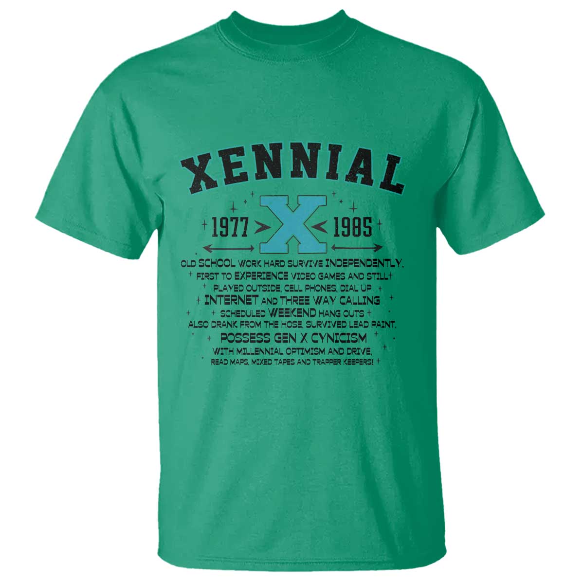Xennial Definition 1977 to 1985 T Shirt Vintage Dictionary Style Graphic TS02 Irish Green Print Your Wear