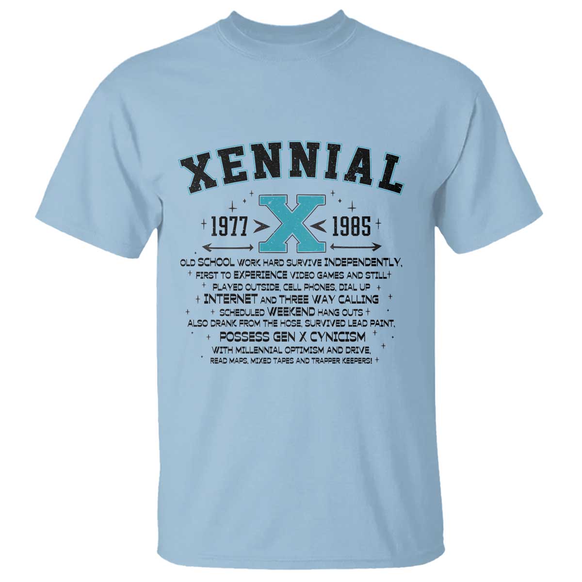 Xennial Definition 1977 to 1985 T Shirt Vintage Dictionary Style Graphic TS02 Light Blue Print Your Wear
