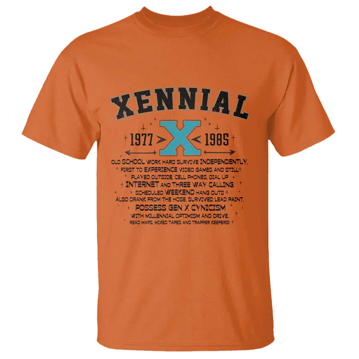 Xennial Definition 1977 to 1985 T Shirt Vintage Dictionary Style Graphic TS02 Orange Print Your Wear