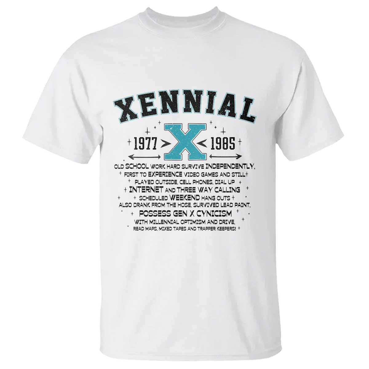 Xennial Definition 1977 to 1985 T Shirt Vintage Dictionary Style Graphic TS02 White Print Your Wear