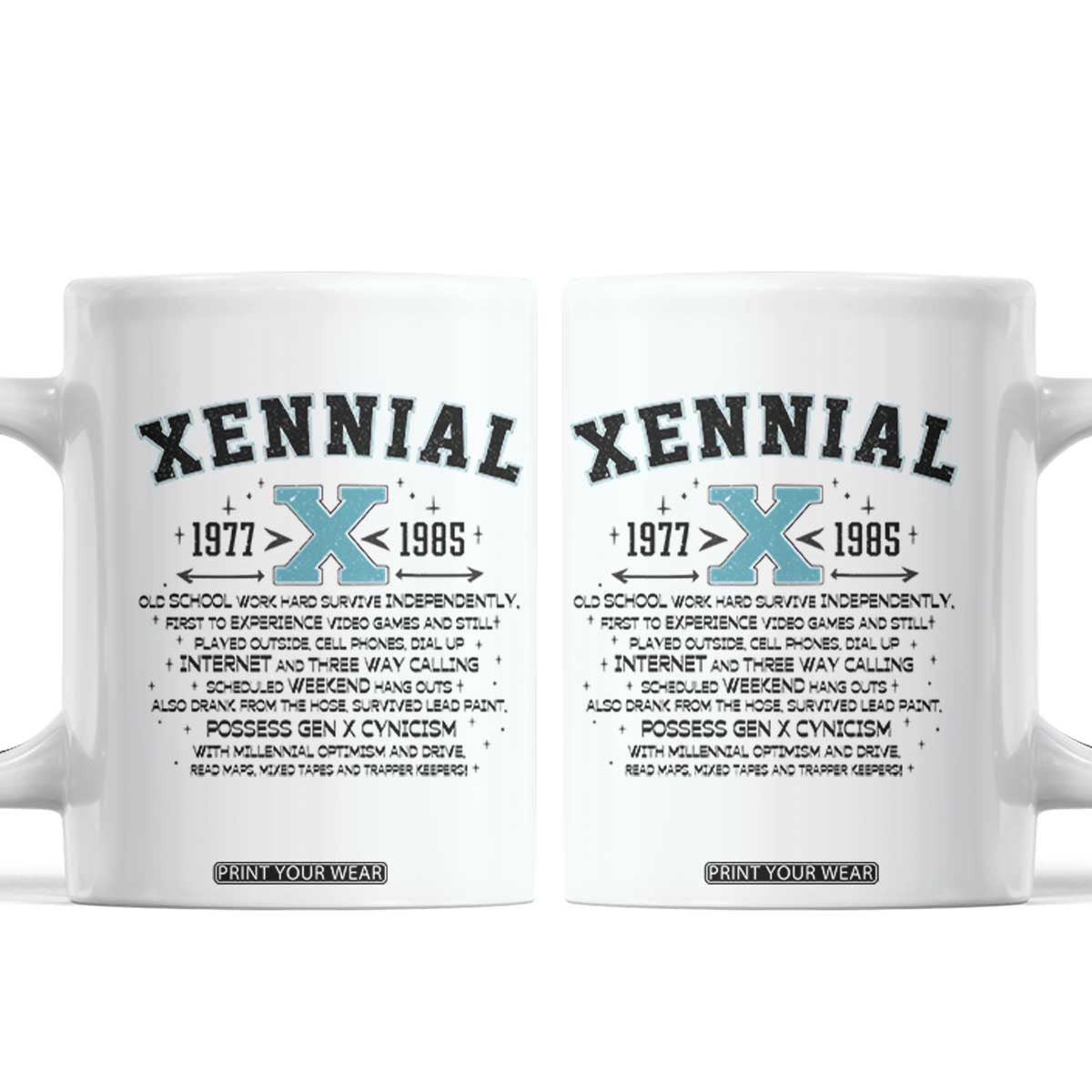 Xennial Definition 1977 to 1985 Coffee Mug Vintage Dictionary Style Graphic TS02 White Print Your Wear