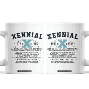 Xennial Definition 1977 to 1985 Coffee Mug Vintage Dictionary Style Graphic TS02 White Print Your Wear