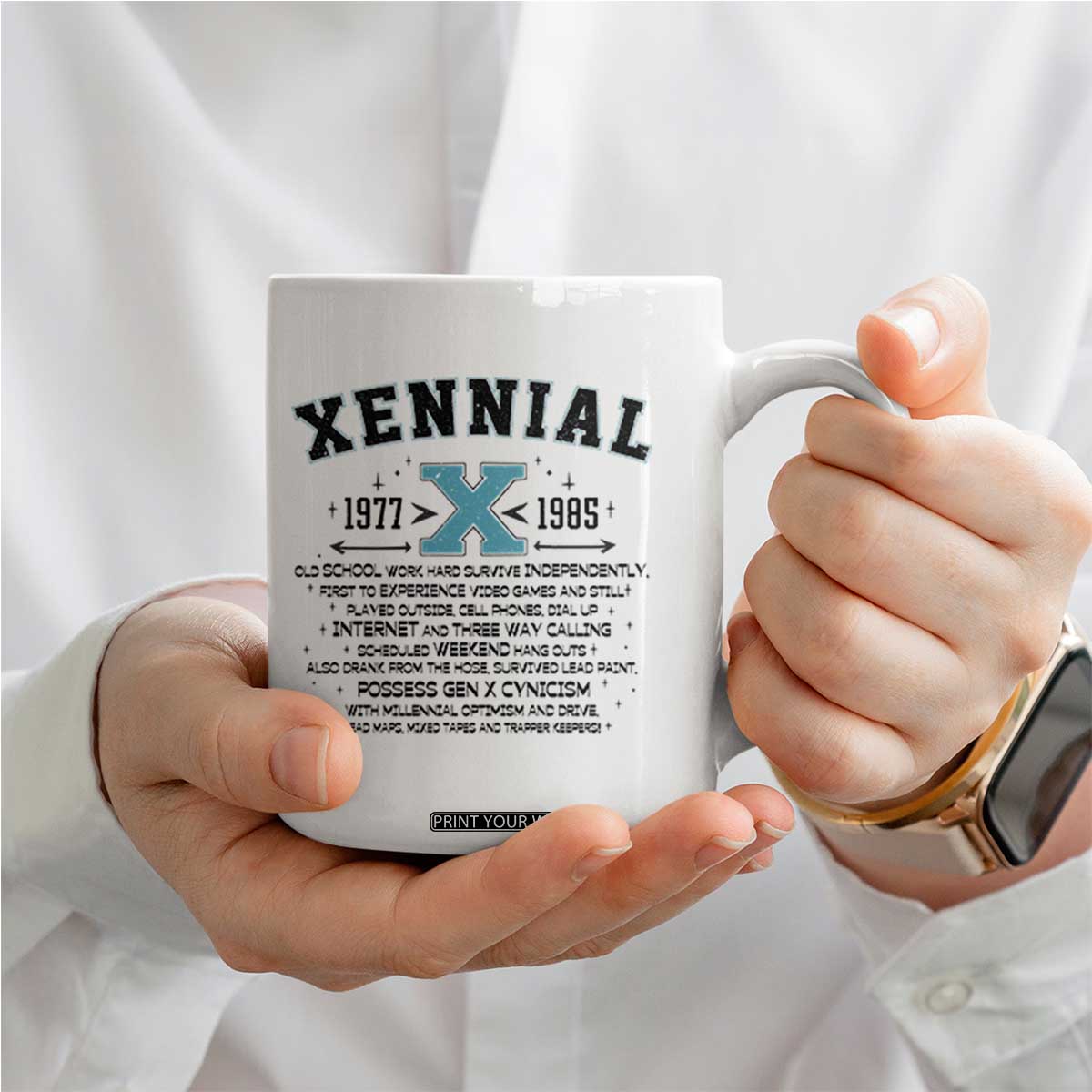 Xennial Definition 1977 to 1985 Coffee Mug Vintage Dictionary Style Graphic TS02 Print Your Wear