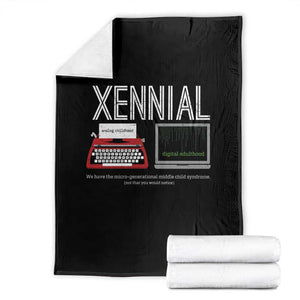 Xennial Typewriter and Computer Screen Throw Blanket Analog Childhood Digital Adulthood TS02 Black Print Your Wear