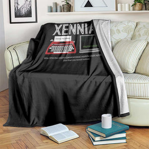 Xennial Typewriter and Computer Screen Throw Blanket Analog Childhood Digital Adulthood TS02 Print Your Wear