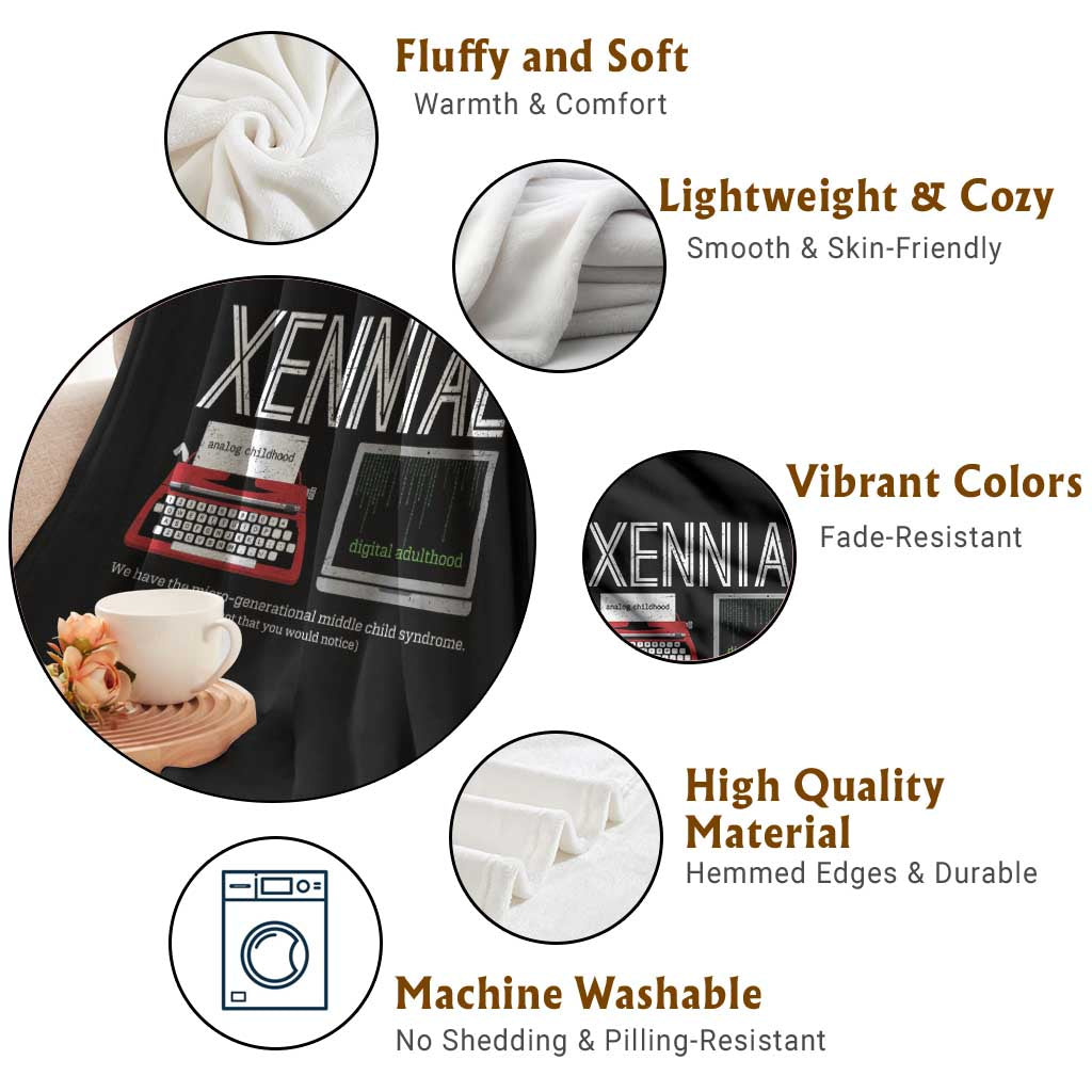 Xennial Typewriter and Computer Screen Throw Blanket Analog Childhood Digital Adulthood TS02 Print Your Wear