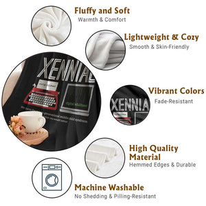 Xennial Typewriter and Computer Screen Throw Blanket Analog Childhood Digital Adulthood TS02 Print Your Wear