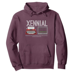 Xennial Typewriter and Computer Screen Hoodie Analog Childhood Digital Adulthood TS02 Maroon Print Your Wear