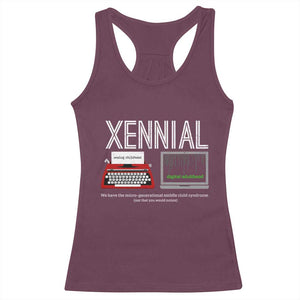 Xennial Typewriter and Computer Screen Racerback Tank Top Analog Childhood Digital Adulthood TS02 Maroon Print Your Wear