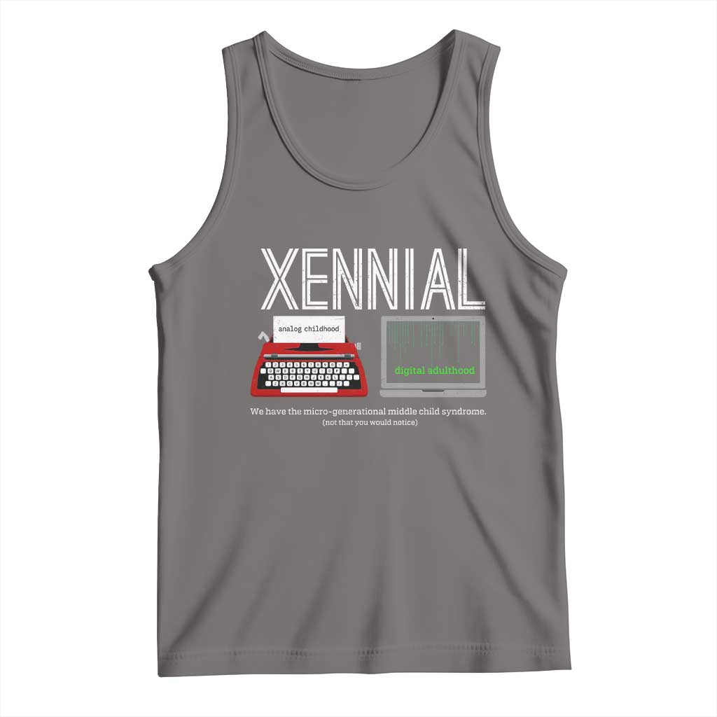 Xennial Typewriter and Computer Screen Tank Top Analog Childhood Digital Adulthood TS02 Deep Heather Print Your Wear