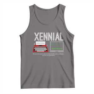 Xennial Typewriter and Computer Screen Tank Top Analog Childhood Digital Adulthood TS02 Deep Heather Print Your Wear
