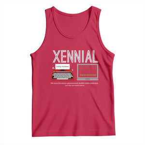 Xennial Typewriter and Computer Screen Tank Top Analog Childhood Digital Adulthood TS02 Red Print Your Wear