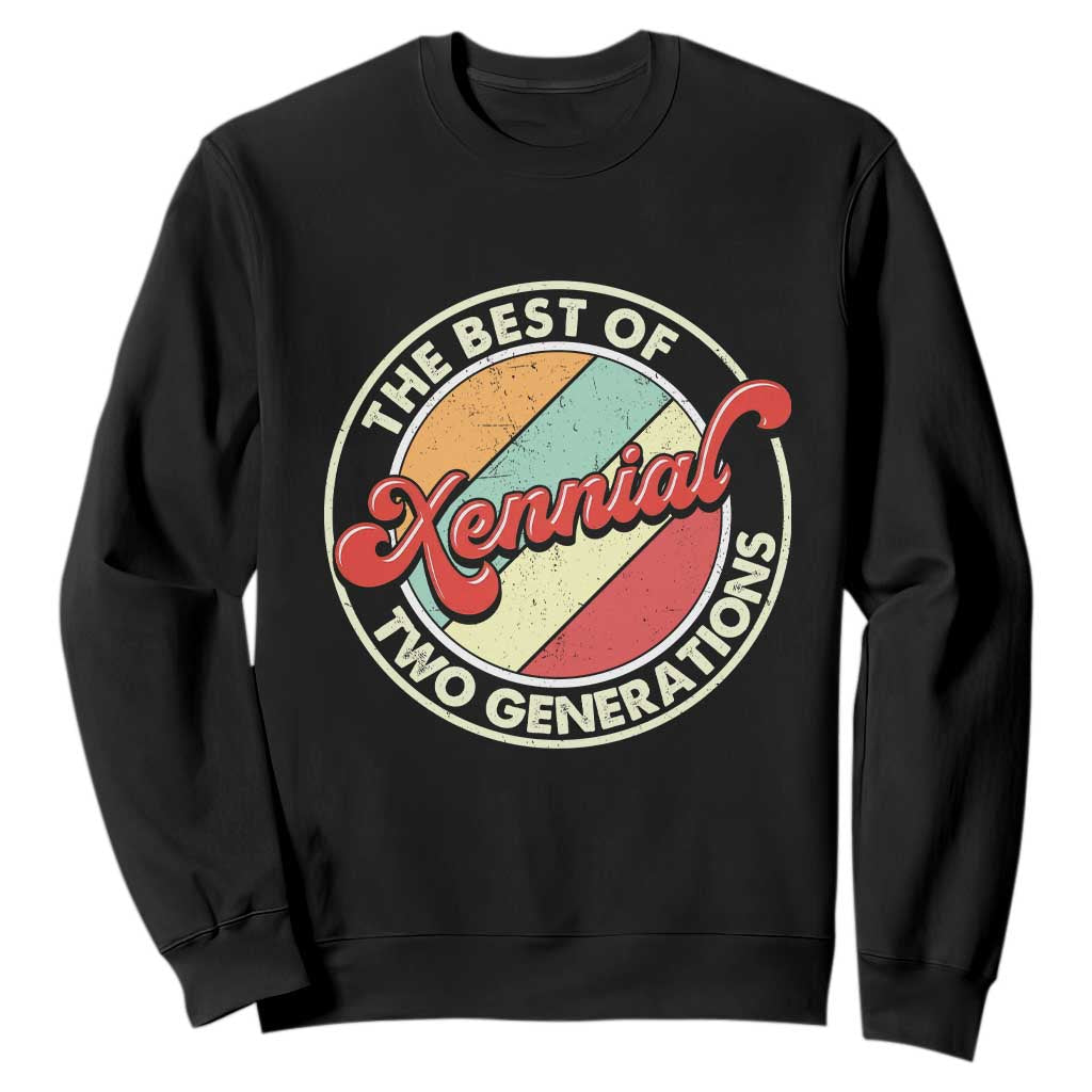 Xennial The Best of Two Generations Sweatshirt Retro Sunset Vintage 70s Graphic TS02 Black Print Your Wear