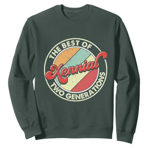 Xennial The Best of Two Generations Sweatshirt Retro Sunset Vintage 70s Graphic TS02 Dark Forest Green Print Your Wear