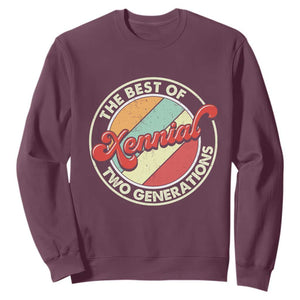 Xennial The Best of Two Generations Sweatshirt Retro Sunset Vintage 70s Graphic TS02 Maroon Print Your Wear