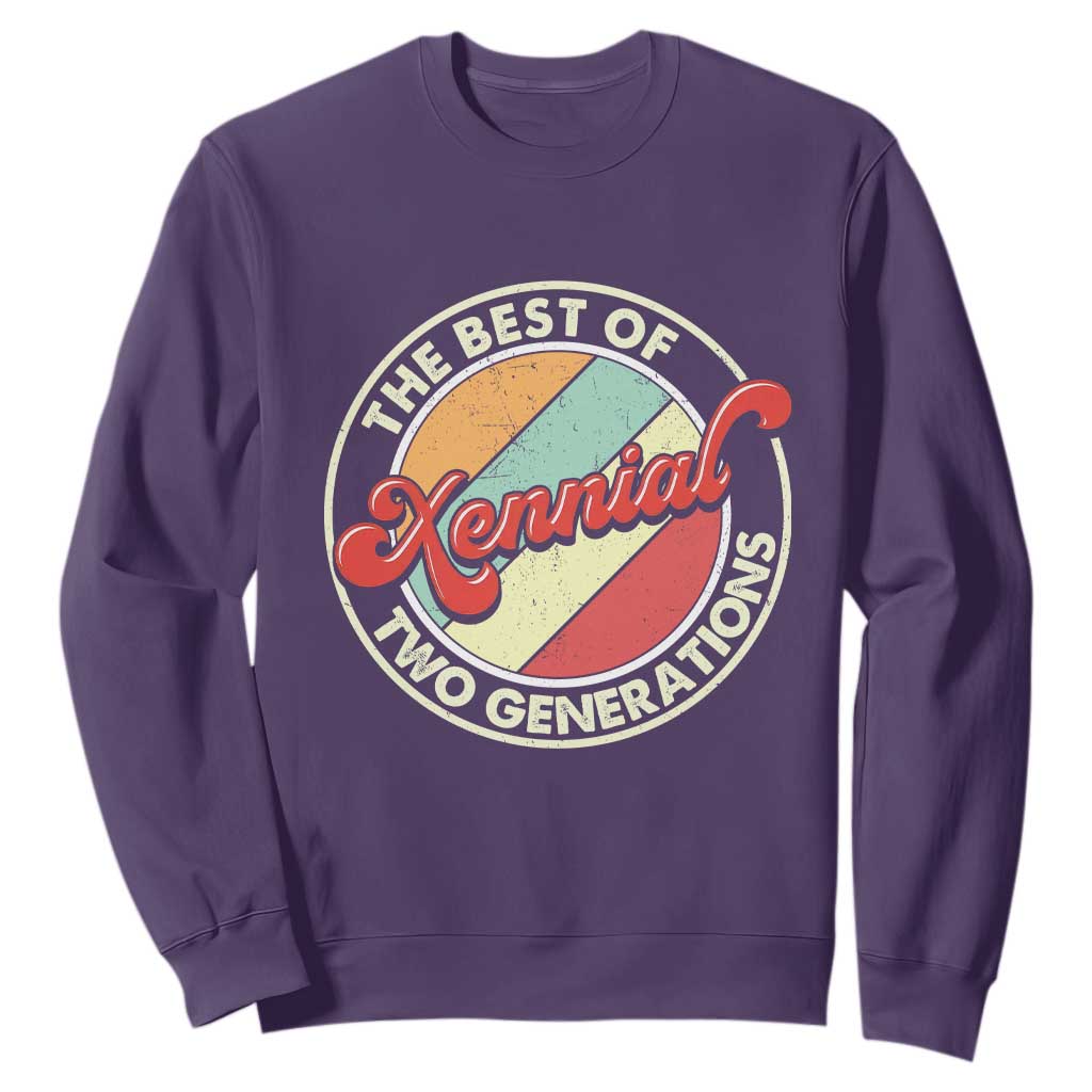 Xennial The Best of Two Generations Sweatshirt Retro Sunset Vintage 70s Graphic TS02 Purple Print Your Wear